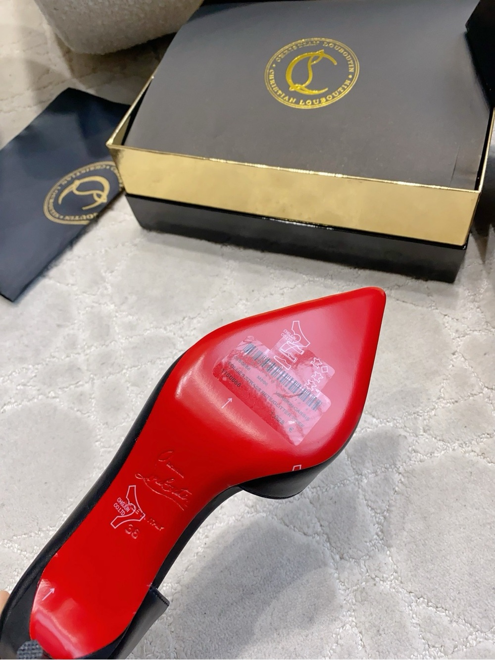 Christian Louboutin Black Pointed Slingback Pumps - Picture 7 of 8